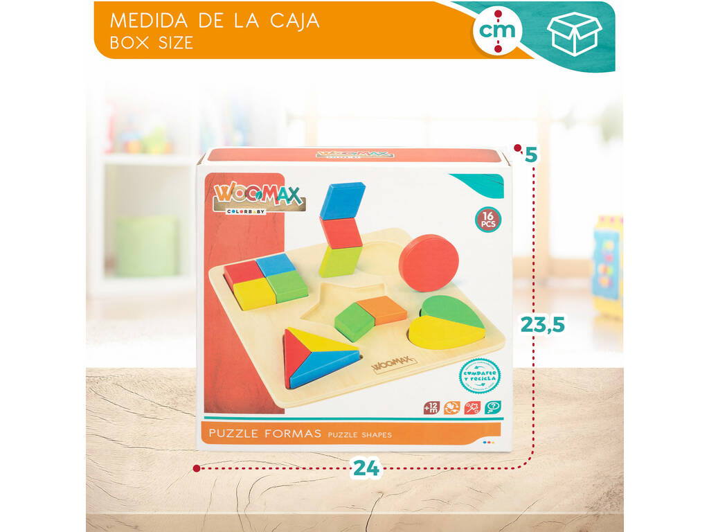 Puzzle in legno forme geometriche 16 pezzi Color Baby 49358