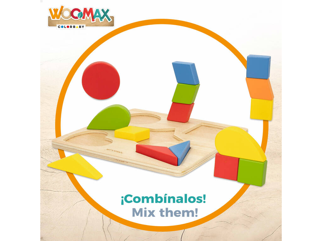 Puzzle in legno forme geometriche 16 pezzi Color Baby 49358