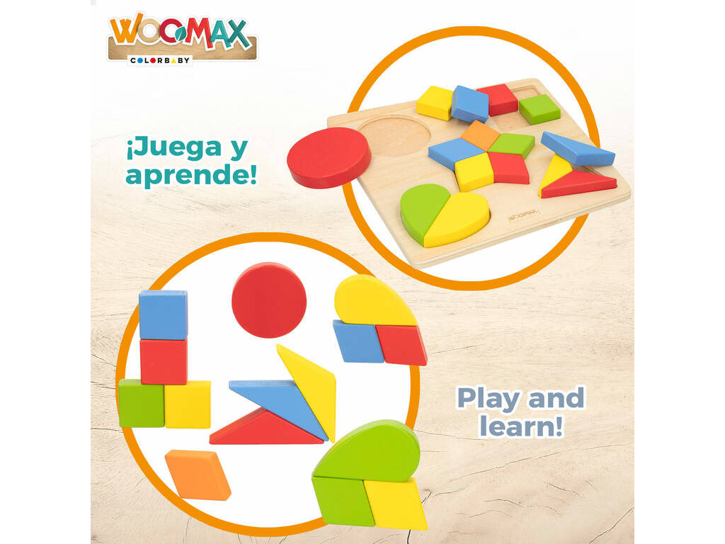 Puzzle in legno forme geometriche 16 pezzi Color Baby 49358