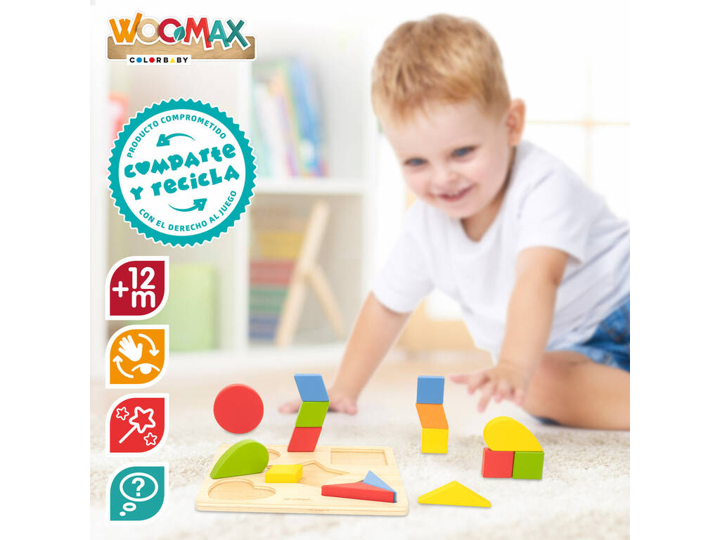 Puzzle in legno forme geometriche 16 pezzi Color Baby 49358