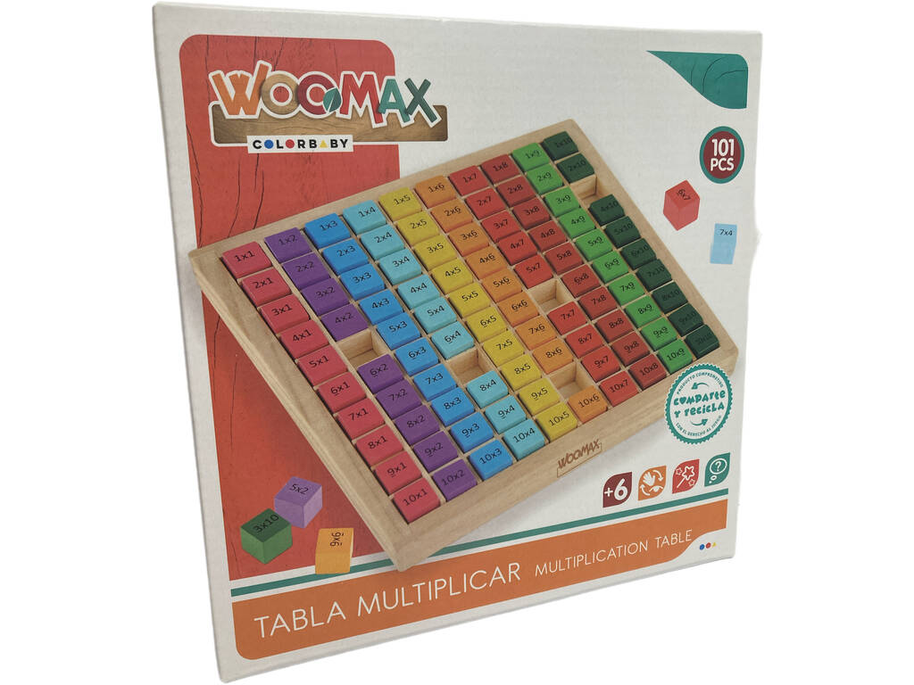 Tabela de Multiplicação de Madeira 101 Peças Baby Color 49359