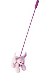 Chien Peluche Rose avec Baton