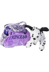 Chien Peluche avec Sac Lilas