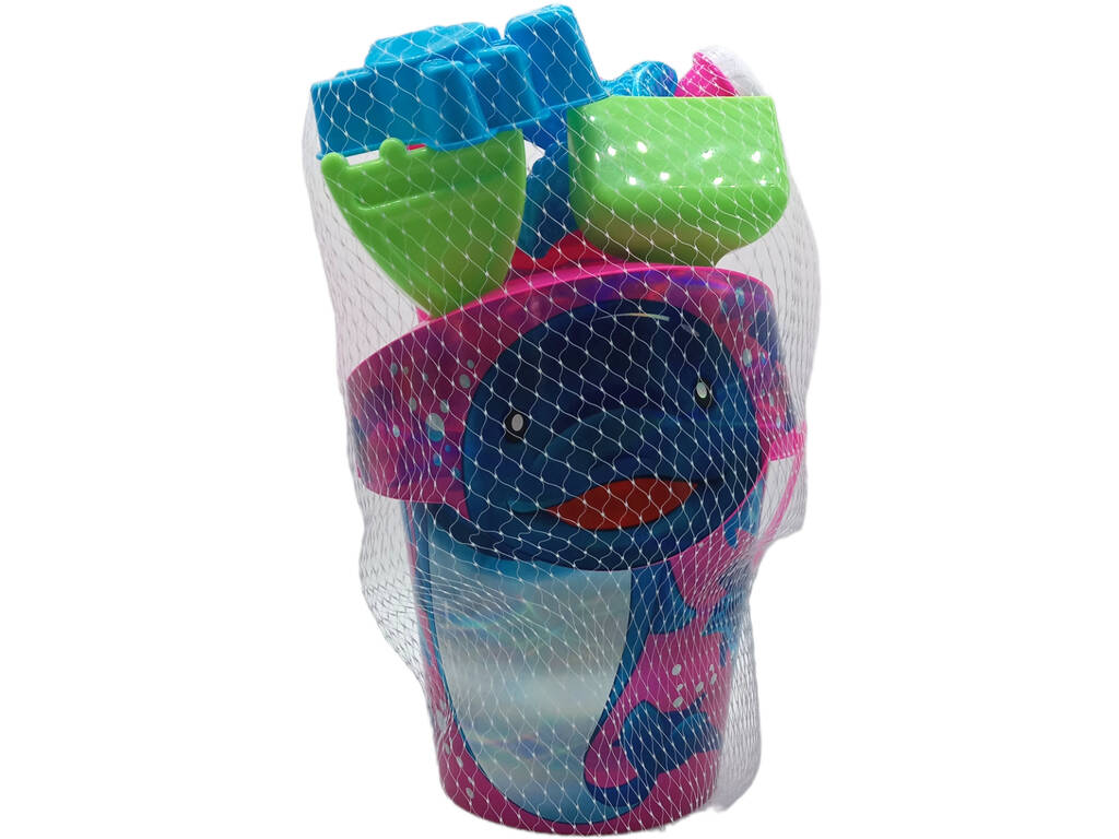 Cube de plage rose avec animaux marins 7 pièces