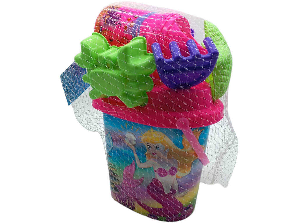 Set Cubo da Spiaggia Rosa Sirena 7 Pezzi