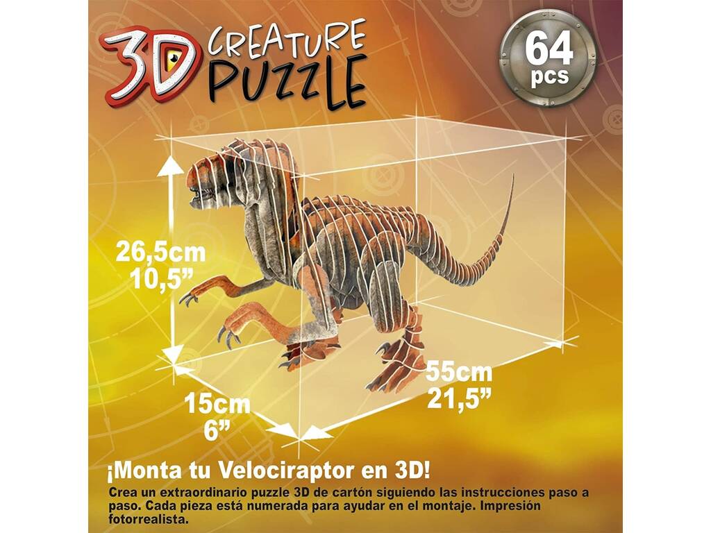 Puzzle 3D Creature Velociraptor Educa 19382