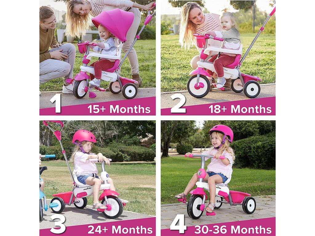 Tricycle Breeze Plus 4 en 1 Rose SmarTrike 6653200