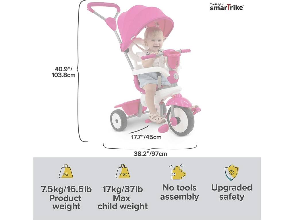 Tricycle Breeze Plus 4 en 1 Rose SmarTrike 6653200