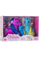 Famille 3 Licornes Fuchsia