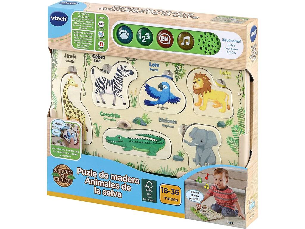 Puzzle Eco in Legno Animali della Giungla Vtech 613647