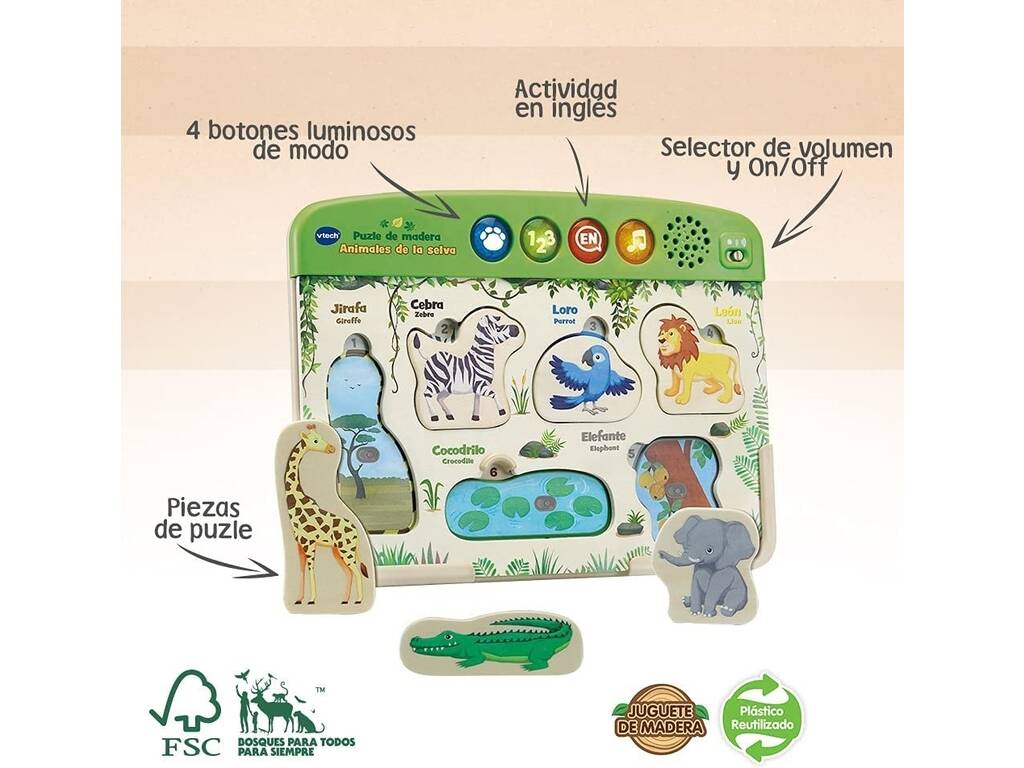 Puzzle Eco in Legno Animali della Giungla Vtech 613647