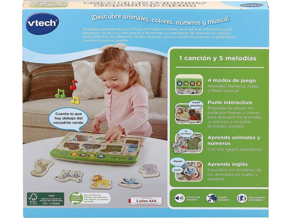 Puzzle Eco in Legno Animali della Giungla Vtech 613647