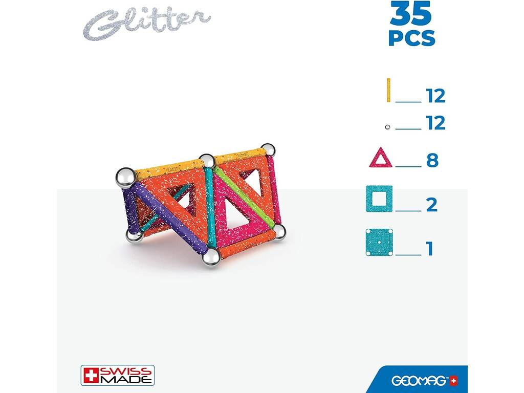 Geomag Glitter Recycled 35 Peças Toy Partner 535