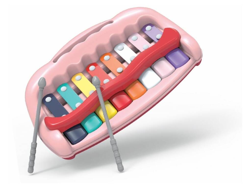 Pink 2-in-1-Kinderklavier-Xylophon