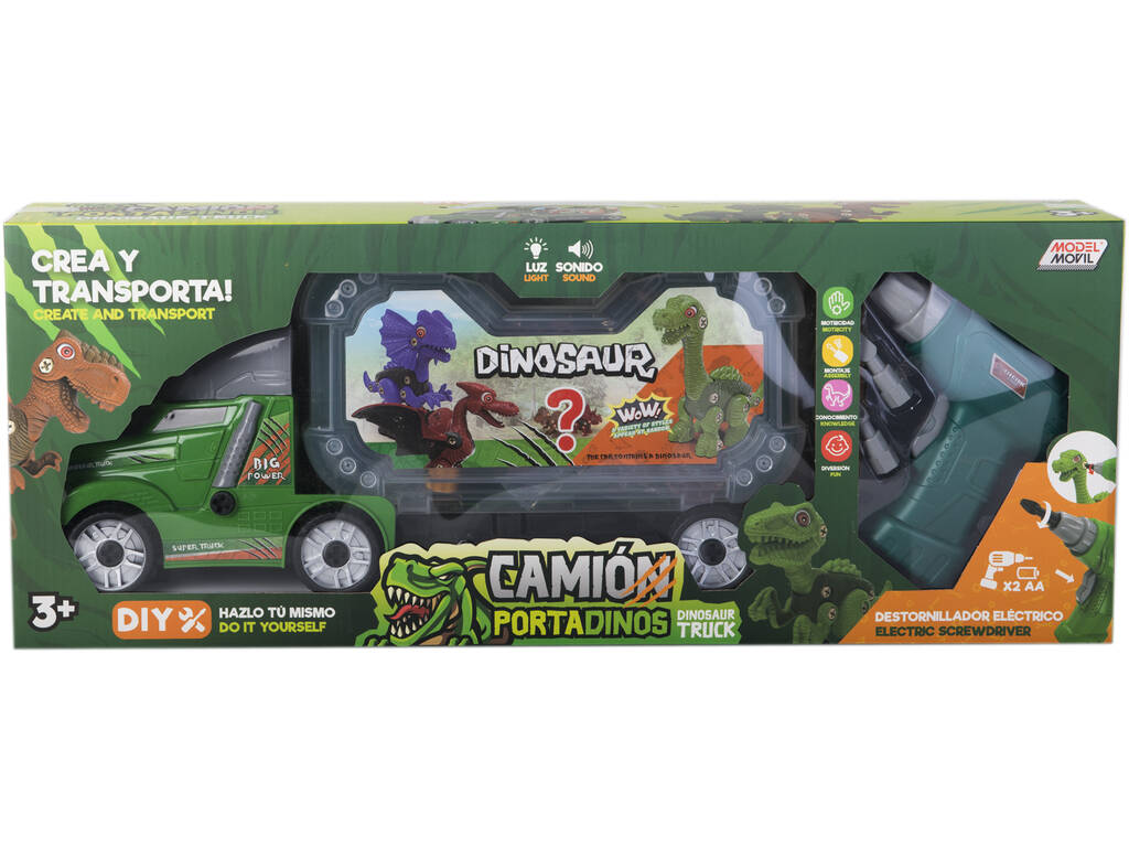 Camion vert Velociraptor détachable avec perceuse