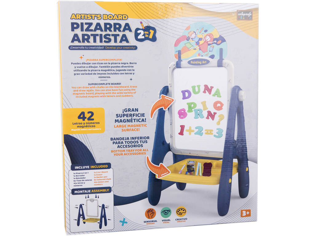 Lavagna Spaziale 2 in 1 con Gesso, Numeri e Lettere