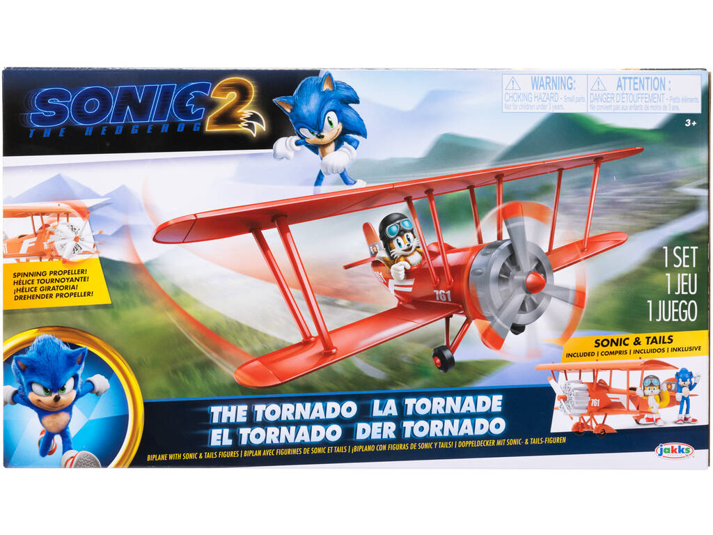 Sonic The Hedgehog 2 Biplane avec les figurines Sonic et Tails Jakks 412674