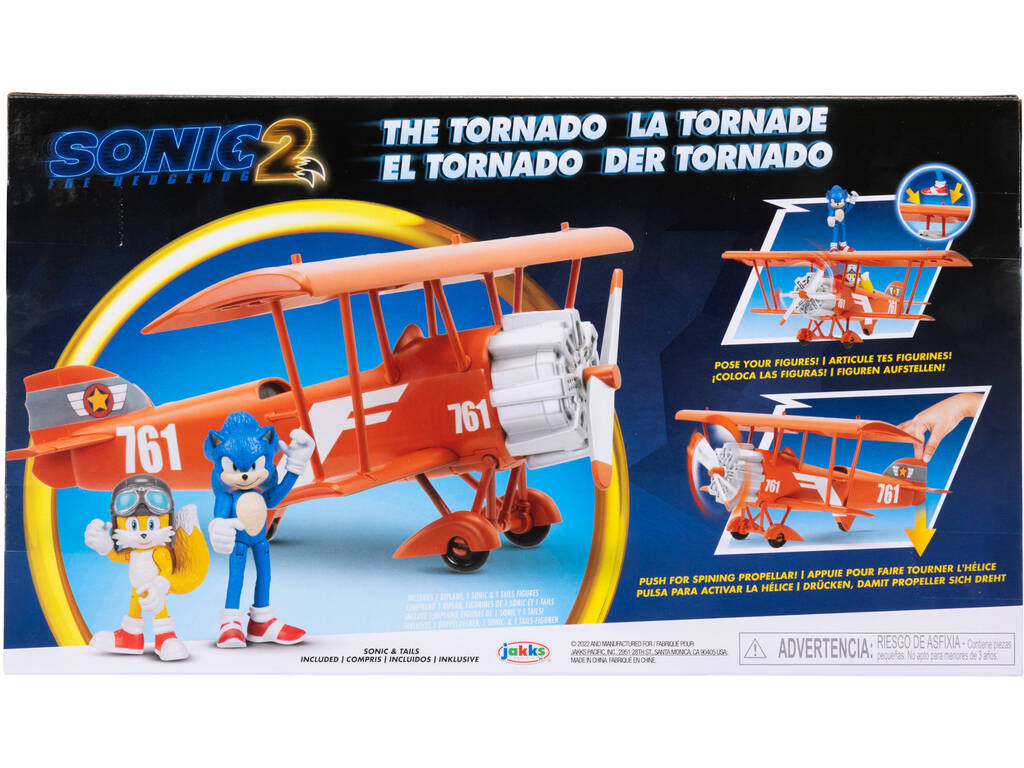Sonic The Hedgehog 2 Biplane avec les figurines Sonic et Tails Jakks 412674