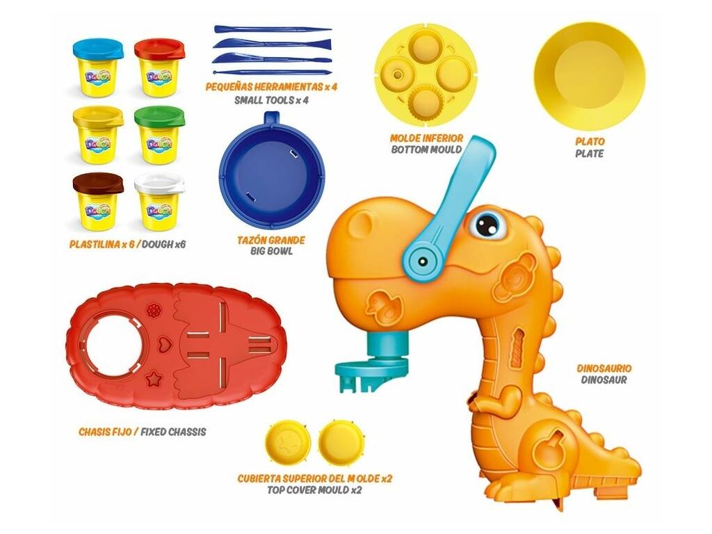 Ensemble Dino Chef avec 6 pots en pâte à modeler