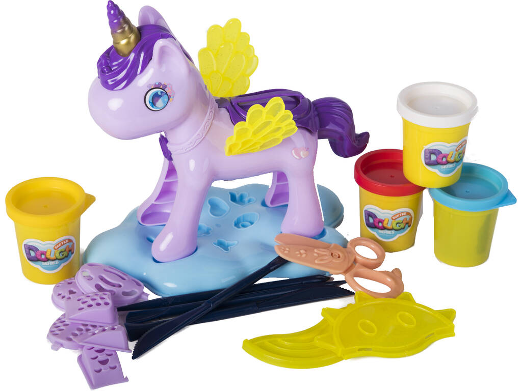 Set de coiffure pour licorne avec 4 pots en pâte à modeler