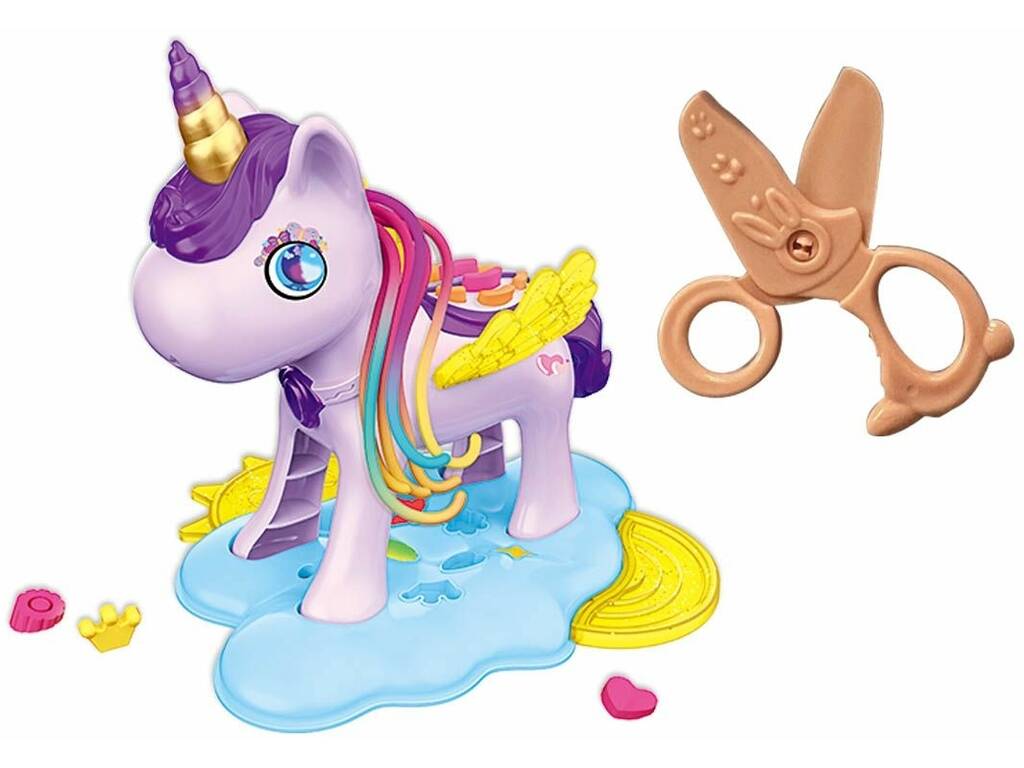 Set de coiffure pour licorne avec 4 pots en pâte à modeler