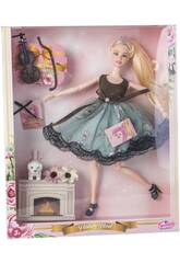 Poupée Fashion 28 cm. avec violon et accessoires