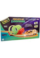 Circuit de Loopings Brille dans le noir et voiture avec lumières