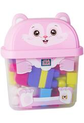 Seau Chat Rose avec 30 blocs de construction