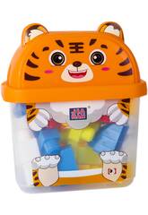 Cubo Tigre Naranja con 30 Bloques de Construcción