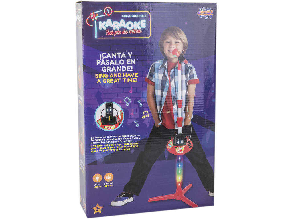 Microfono con supporto regolabile 98-115 cm. Luci e suoni