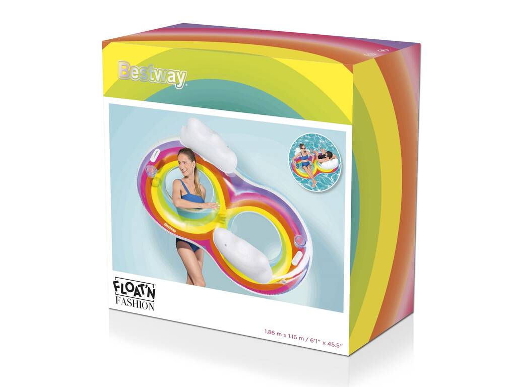 Flotteur gonflable Rainbow Dreams Double Swim Tube 186x116 cm. Bestway 43648