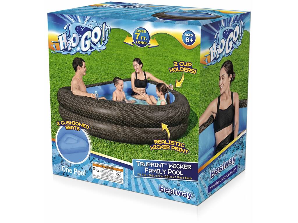 Piscine gonflable Truprint Wicker Family Pool 231x178x53 cm. Bestway 54426