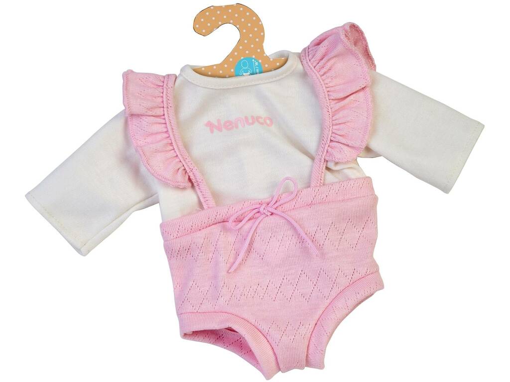 Nenuco Kleid mit Kleiderbügel 42 cm. Rosa-Weisses Outfit Famosa NFN32000