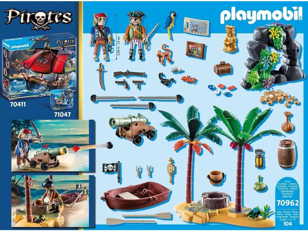 Playmobil Pirati L'isola del tesoro Pirata con scheletro Playmobil 70692