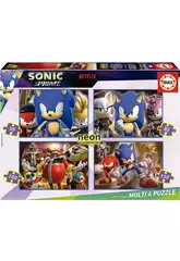 Multi 4 Puzzles 50-80-100-150 Sonic Neon Educa 19631