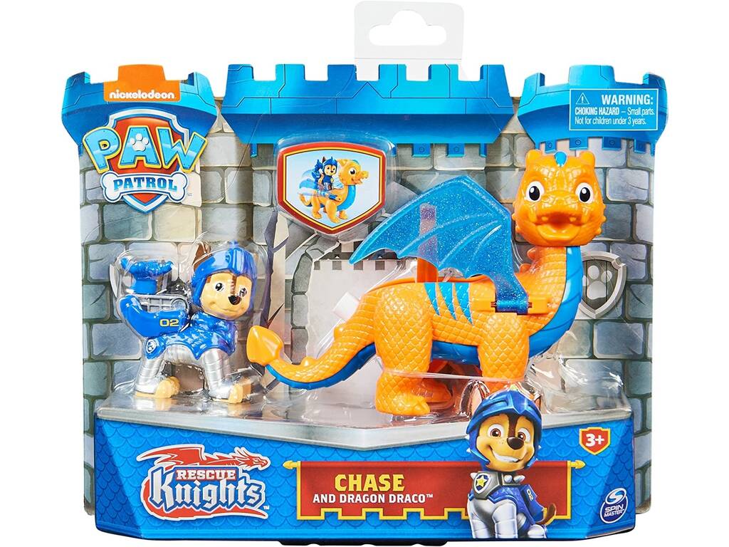 Patrulla Canina Rescue Knights Figura Chase con Dragón Draco Spin Master 6063592