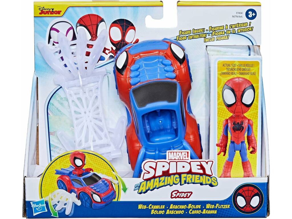 Marvel Spidey And His Amazing Friends Figura di Spidey e veicolo bolide Ragno Hasbro F7454