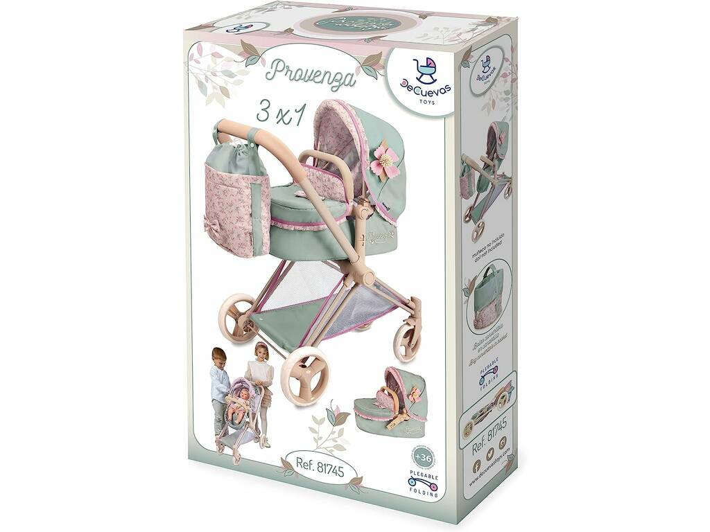 Chariot de poupées pliable 3 en 1 Provence Decuevas 81745