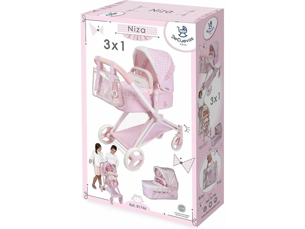 Passeggino pieghevole per bambole 3 in 1 Niza Decuevas 81746