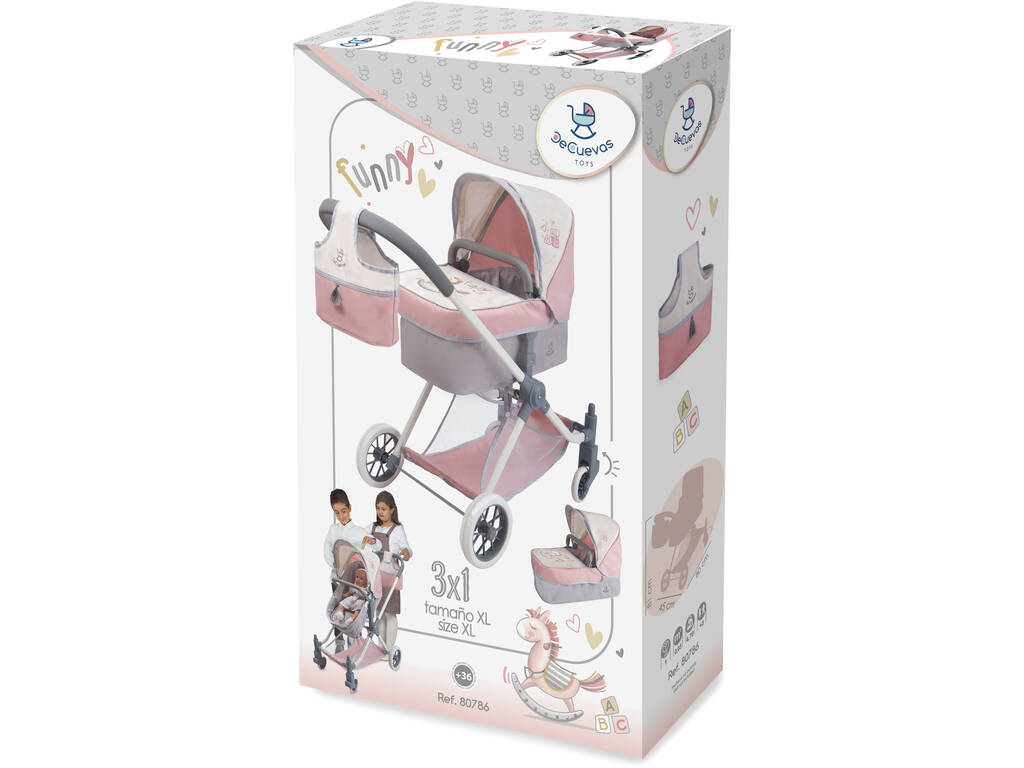 Passeggino per bambole 3 in 1 Funny Decuevas 80786