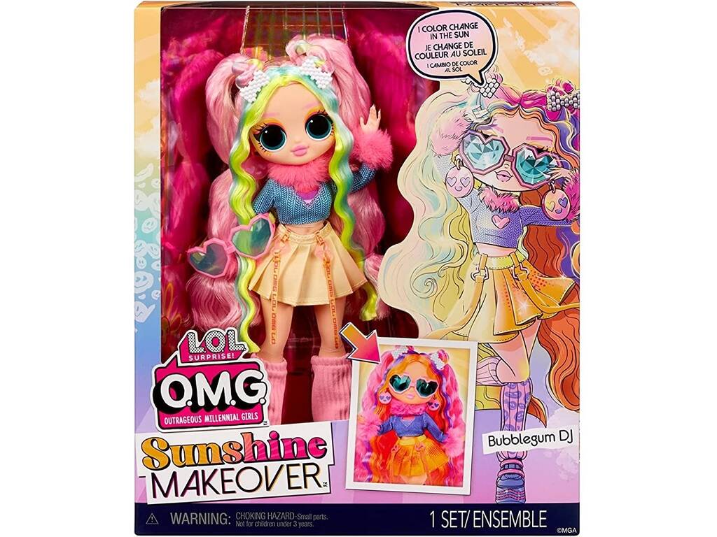 LOL Surprise OMG Sunshine Makeover Bambola Bubblegum DJ MGA 589426