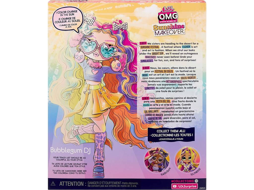 LOL Surprise OMG Sunshine Makeover Bambola Bubblegum DJ MGA 589426