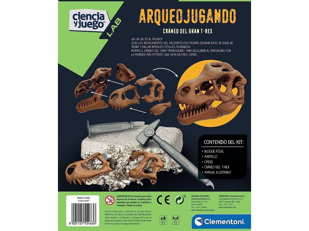 Arqueojugando Cránio de T-Rex de Clementoni 55483