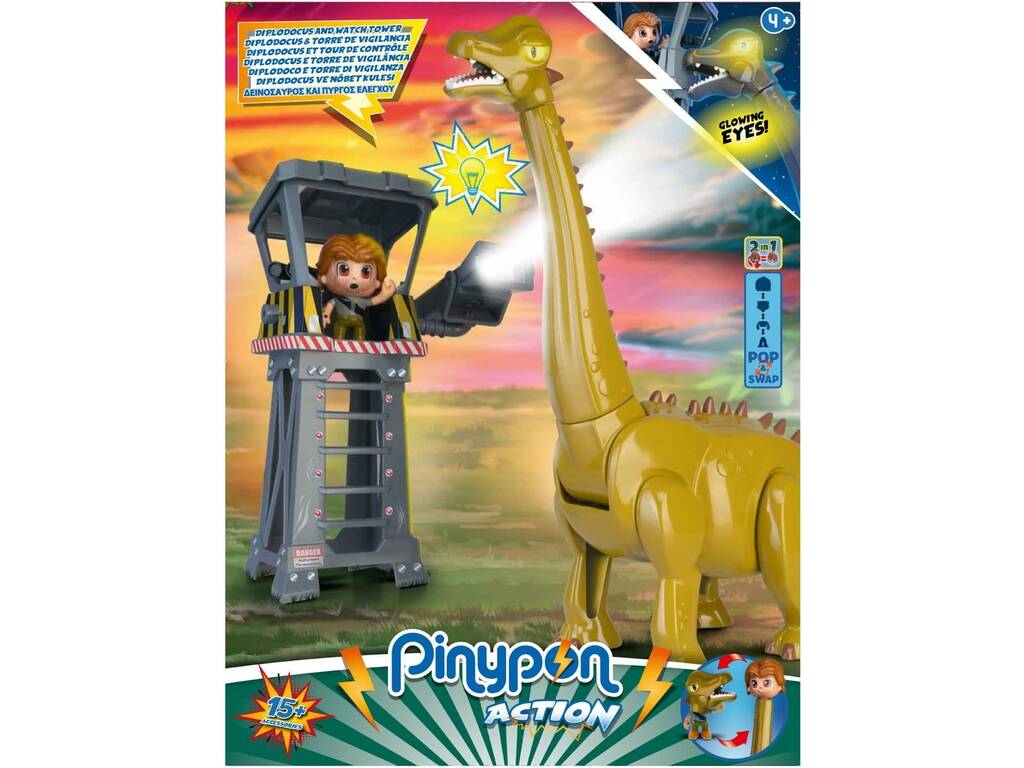 Pinypon Action Diplodocus e Torre di guardia Famosa PNC27000