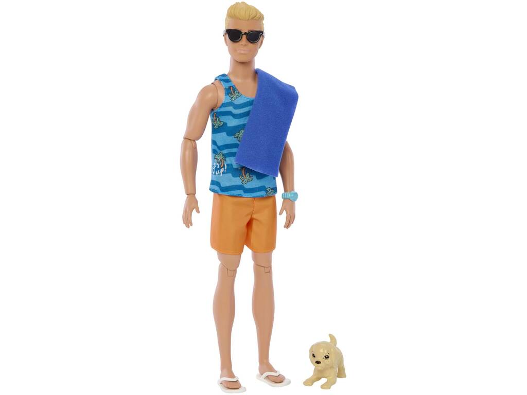 Poupée Barbie Ken Surfing avec chien et planche Mattel HPT50