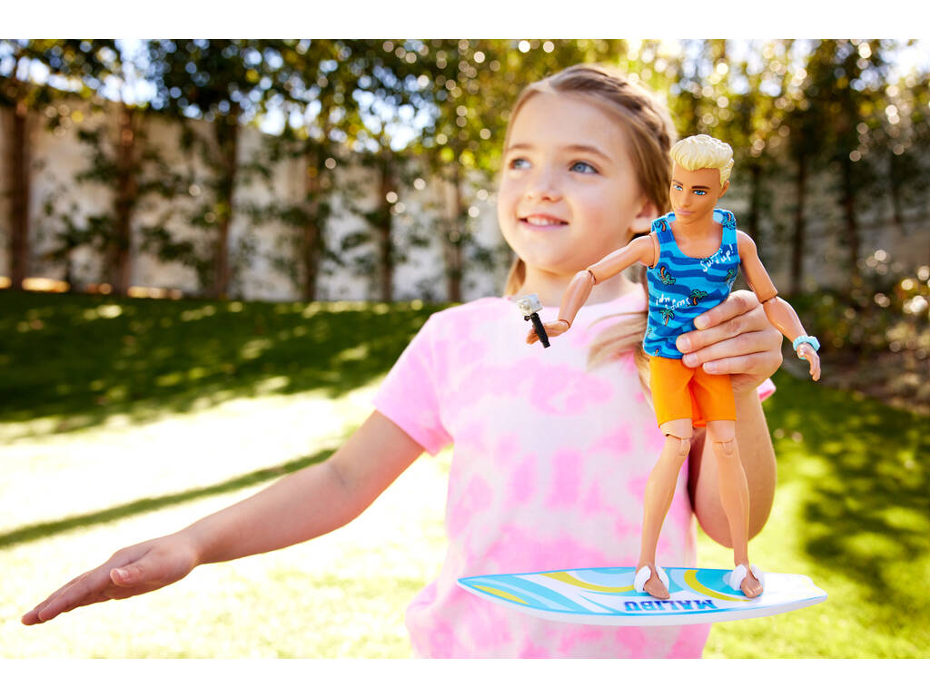 Poupée Barbie Ken Surfing avec chien et planche Mattel HPT50