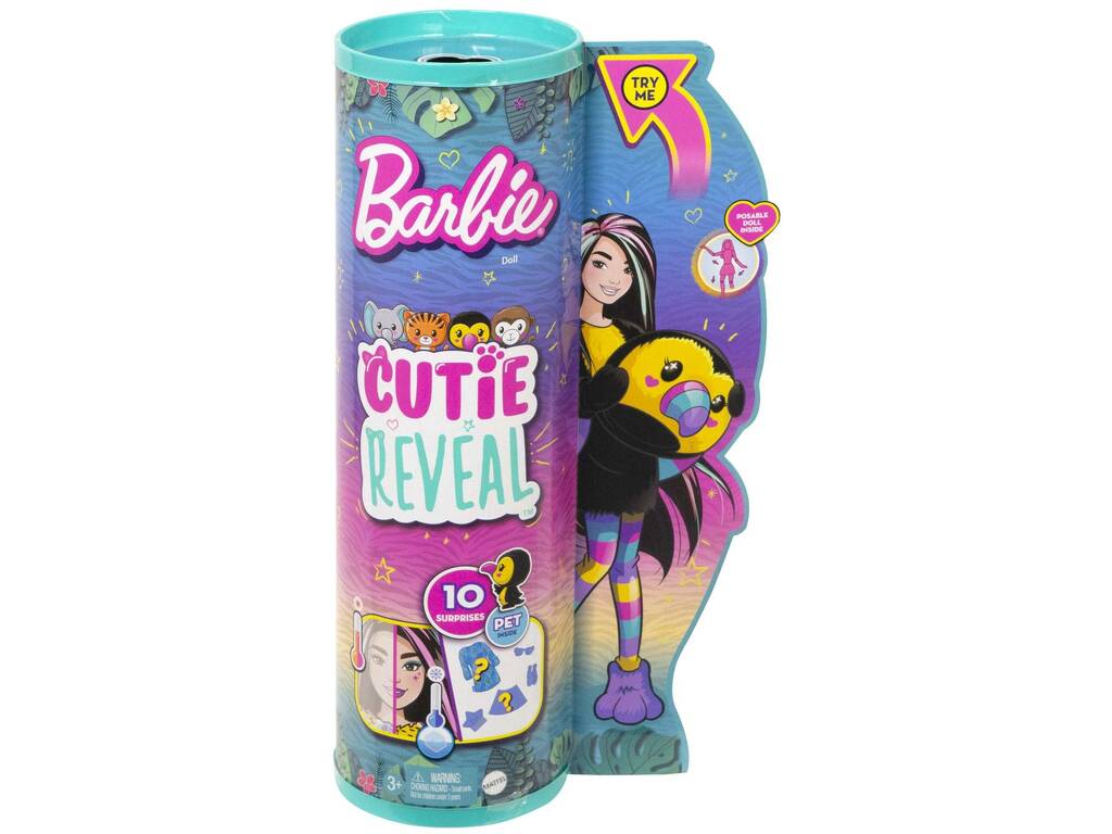 Barbie Cutie Reveal Amigos de la Jungla Tucán Mattel HKR00