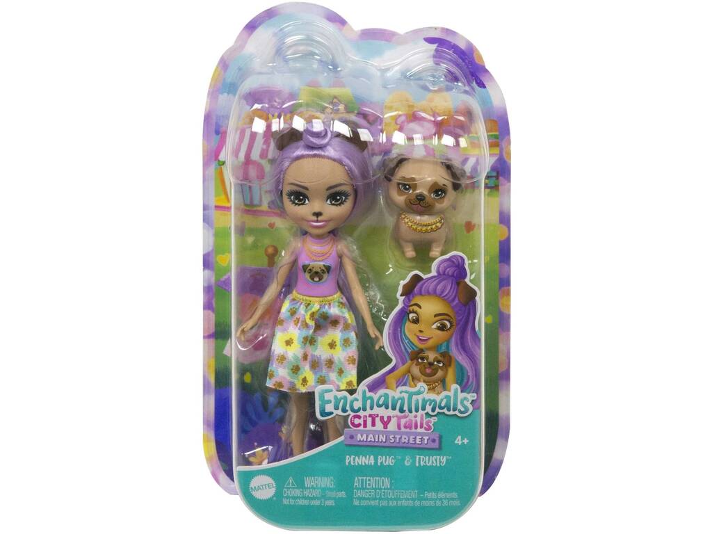 Enchantimals City Tails Bambola Penna Pug e Trusty Mattel HKN11