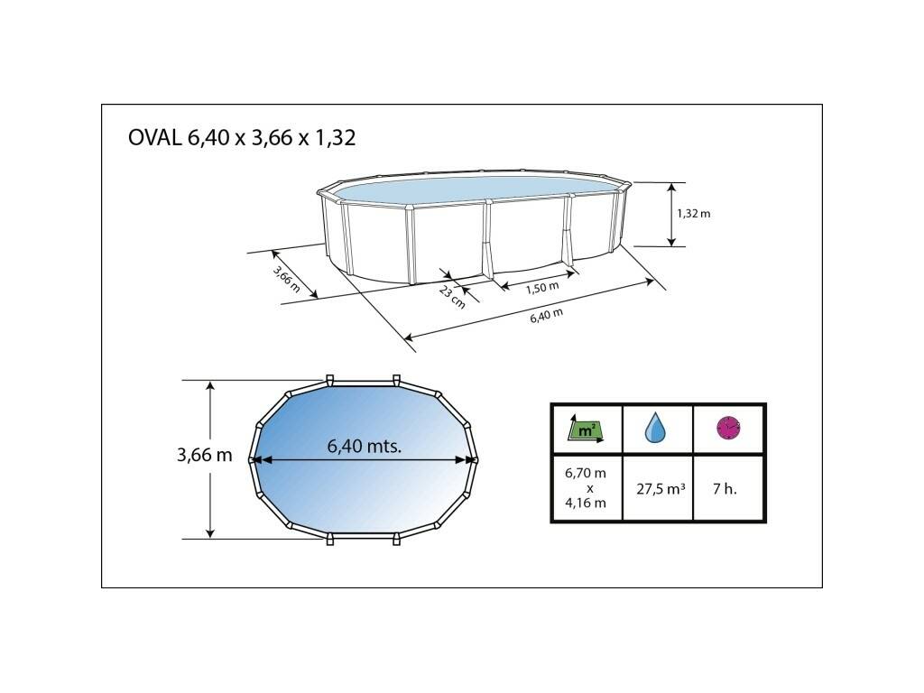 Piscine Ibiza Prestigio 640 x 366 x 132 cm. Toi 2666