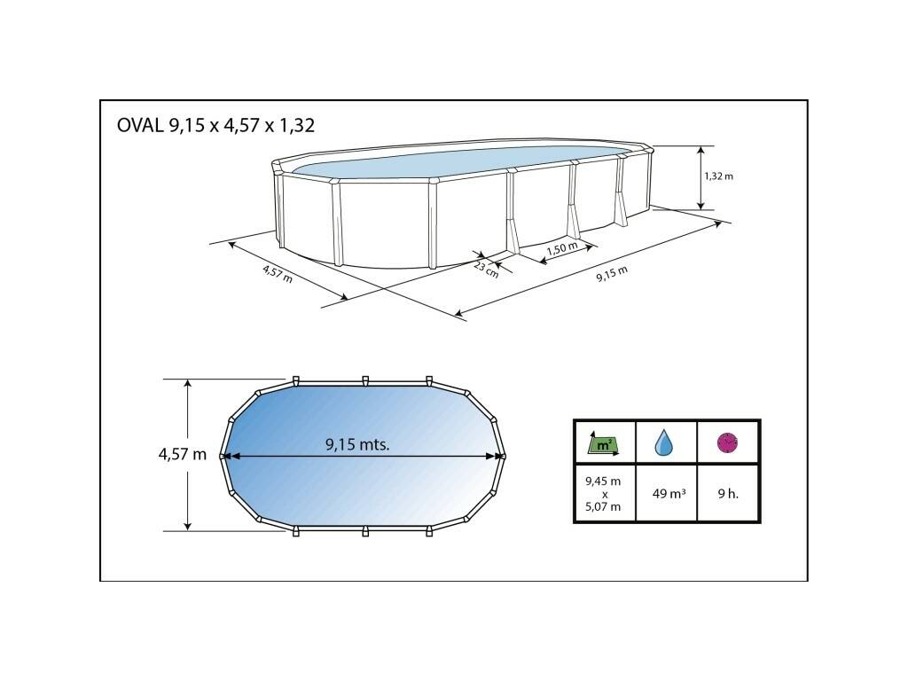 Piscine Ibiza 915 x 457 x 132 Cm Toi 2292